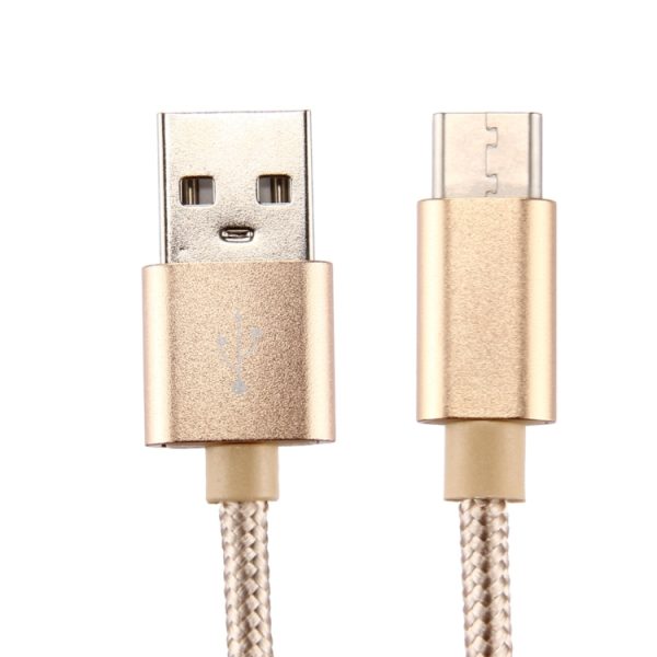 Gebreide textuur USB naar USB-C / Type-C datasynchronisatie-oplaadkabel, kabellengte: 2m, 3A-uitgang