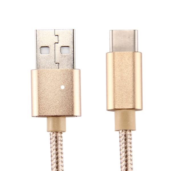 Gebreide textuur USB naar USB-C / Type-C datasynchronisatie-oplaadkabel, kabellengte: 2m, 3A-uitgang