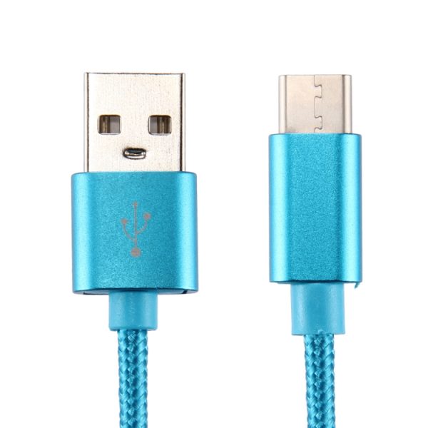 Gebreide textuur USB naar USB-C / Type-C datasynchronisatie-oplaadkabel, kabellengte: 3 m, 3A totaal vermogen, 2A gegevensoverdracht