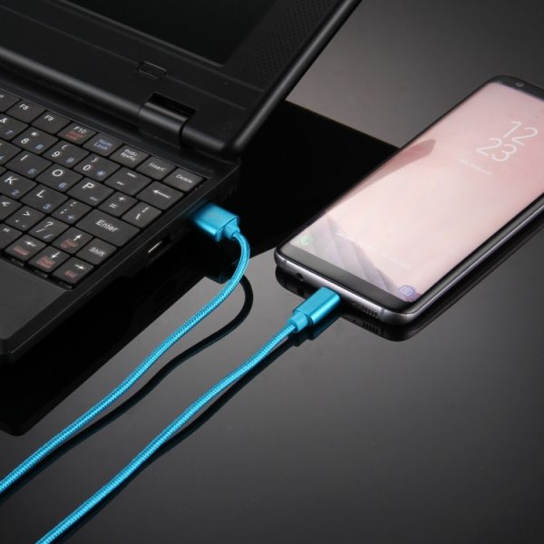 Gebreide textuur USB naar USB-C / Type-C datasynchronisatie-oplaadkabel, kabellengte: 3 m, 3A totaal vermogen, 2A gegevensoverdracht
