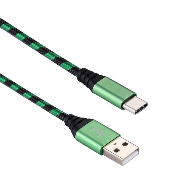 1 m USB naar USB-C / Type-C nylon geweven datasynchronisatie-oplaadkabel