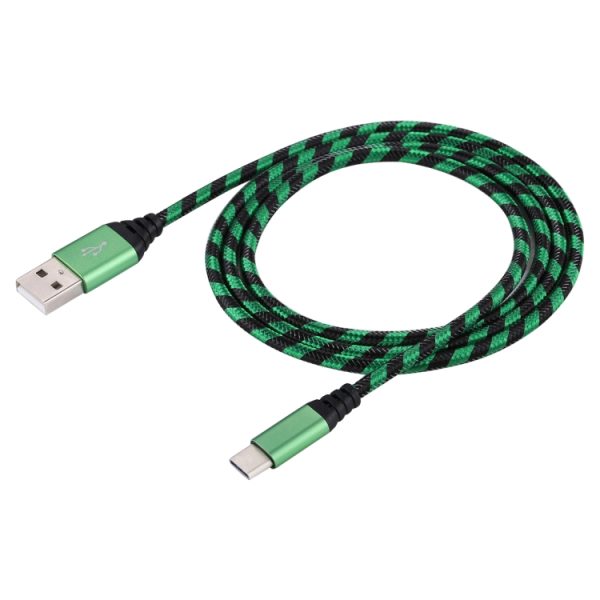 1 m USB naar USB-C / Type-C nylon geweven datasynchronisatie-oplaadkabel