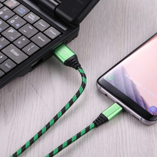 1 m USB naar USB-C / Type-C nylon geweven datasynchronisatie-oplaadkabel