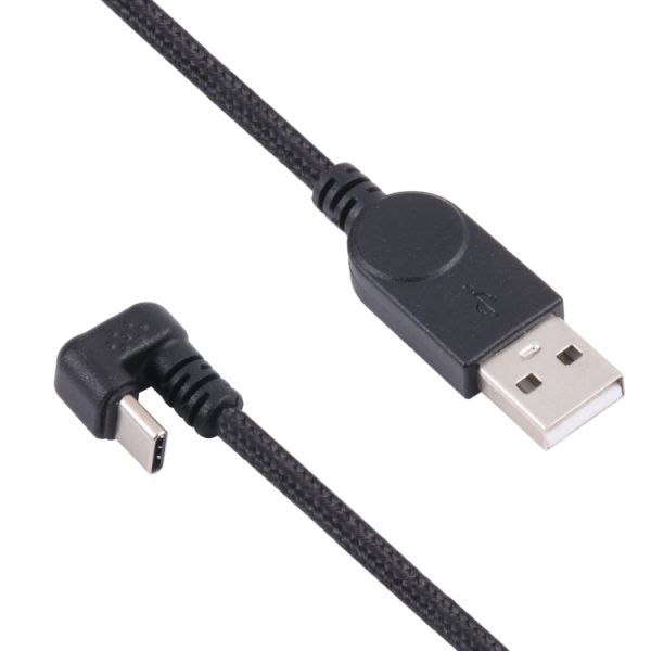 U-vormige USB-C / Type-C man naar USB Male Nylon Braid Charge Data-kabel