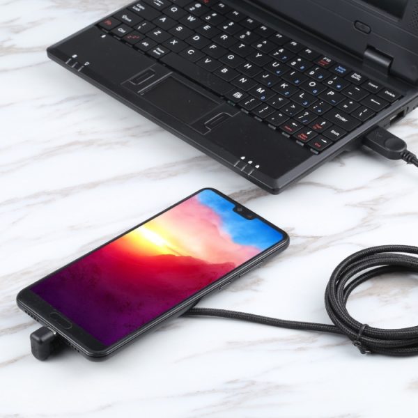 U-vormige USB-C / Type-C man naar USB Male Nylon Braid Charge Data-kabel