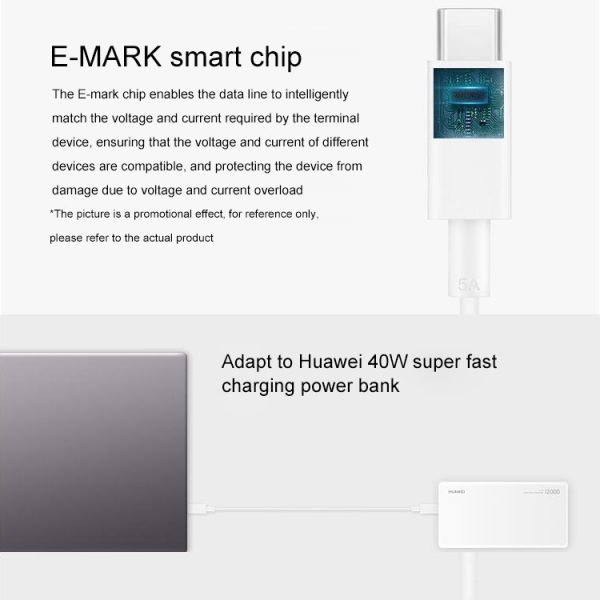 Originele Huawei CP43 5A USB-C / Type-C naar USB-C / Type-C snellaaddatakabel, kabellengte: 1m