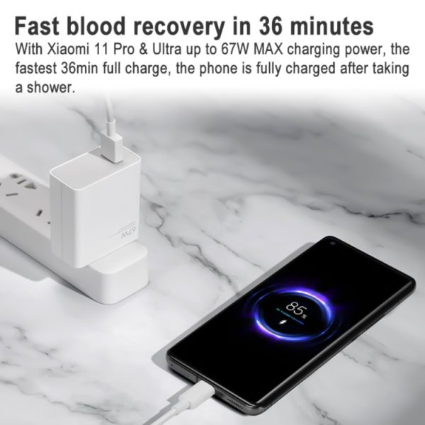Originele Xiaomi MDY-12-ES 67W USB-poort snellaad-wandoplader + Type-C-kabel, Amerikaanse stekker, MDY-12-ES