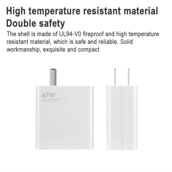 Originele Xiaomi MDY-12-ES 67W USB-poort snellaad-wandoplader + Type-C-kabel, Amerikaanse stekker, MDY-12-ES