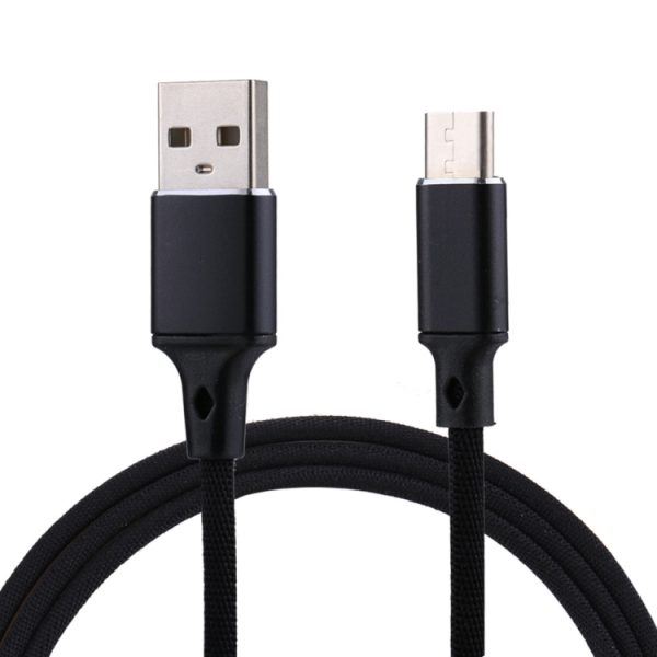 1 m 2A uitgang USB naar USB-C / Type-C nylon geweven stijl datasynchronisatie-oplaadkabel, 2A Black, 2A Pink, 2A Grey, 2A Blue, 2A Red, 2A White