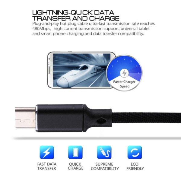 1 m 2A uitgang USB naar USB-C / Type-C nylon geweven stijl datasynchronisatie-oplaadkabel, 2A Black, 2A Pink, 2A Grey, 2A Blue, 2A Red, 2A White