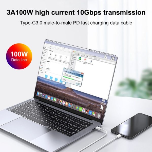 100W USB-C / TYPE-C tot type C Snelle oplaadgegevenskabel, Lengte: 1m