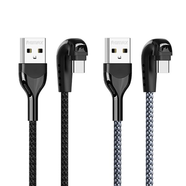 REMAX RC-177a Heymanba II 2.1A USB naar USB-C / Type-C 180 graden elleboog zinklegering gevlochten gaming-datakabel, kabellengte: 1m, RC-177a