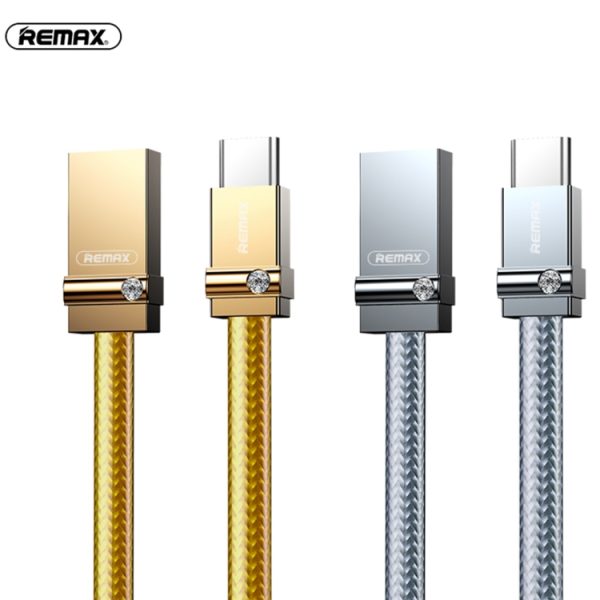 REMAX RC-091a 2.4A USB naar USB-C / Type-C Golden Diamond datasynchronisatie-oplaadkabel, kabellengte: 1m, RC-091a