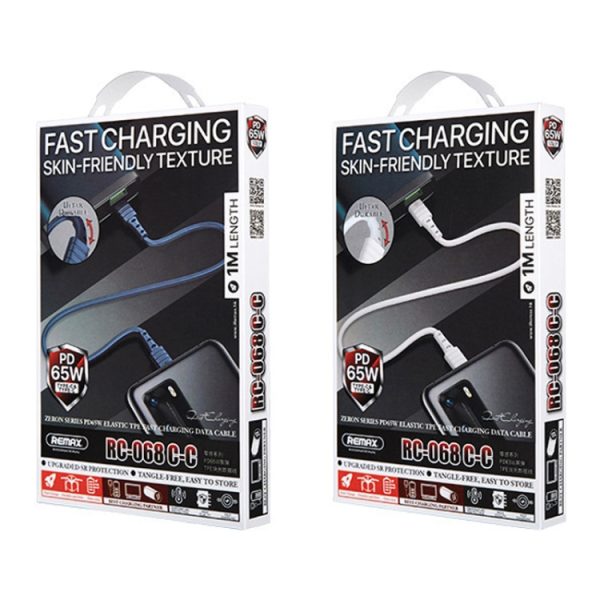 REMAX RC-068 PD 65W Type-C / USB-C naar Type-C / USB-C Hoge elastische TPE snellaaddatakabel, lengte: 1m, Type-C to Type-C