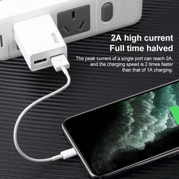 Ivon AD38 5V 2.1A Dual USB-poort Travel Charger, US Plug