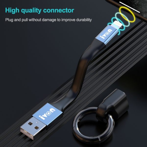 IVON CA90 3.1A Max USB naar USB-C / Type-C draagbare datakabel met ring, lengte: 14,5 cm, Type-C