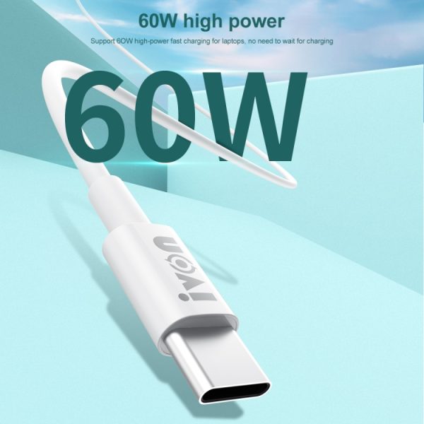 IVON CA203 60W PD USB-C / TYPE-C tot USB-C / Type-C Snelle oplaadgegevenskabel, kabellengte: 1m