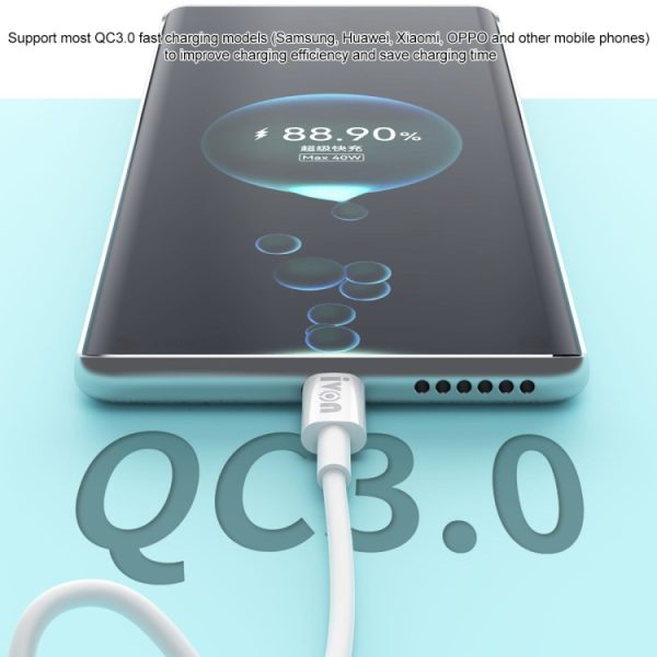 IVON CA203 60W PD USB-C / TYPE-C tot USB-C / Type-C Snelle oplaadgegevenskabel, kabellengte: 1m