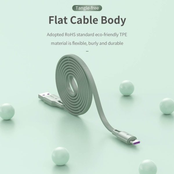 ROCK S1 5V / 2.4A USB-C / Type-C Opladen + gegevenssynchronisatie TPE platte vorm datakabel, kabellengte: 1m, USB-C / Type-C