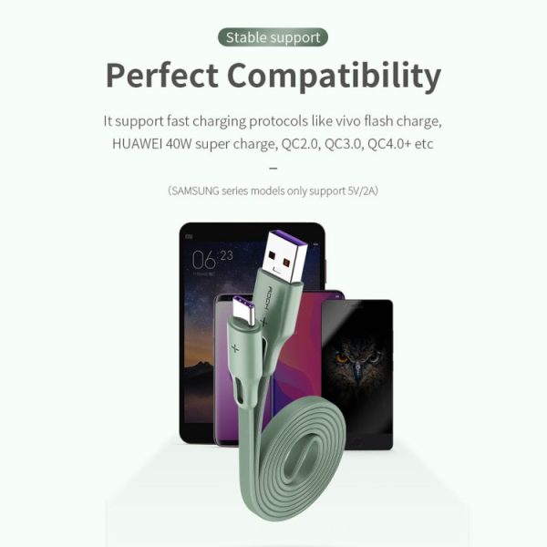 ROCK S1 5V / 2.4A USB-C / Type-C Opladen + gegevenssynchronisatie TPE platte vorm datakabel, kabellengte: 1m, USB-C / Type-C