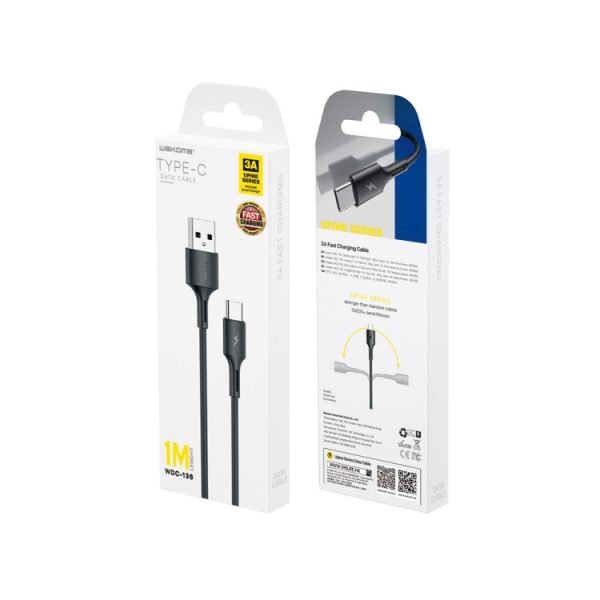 WK WDC-136 USB naar Type-C / USB-C 3A snellaaddatakabel, USB to Type-C(Black), USB to Type-C(White)