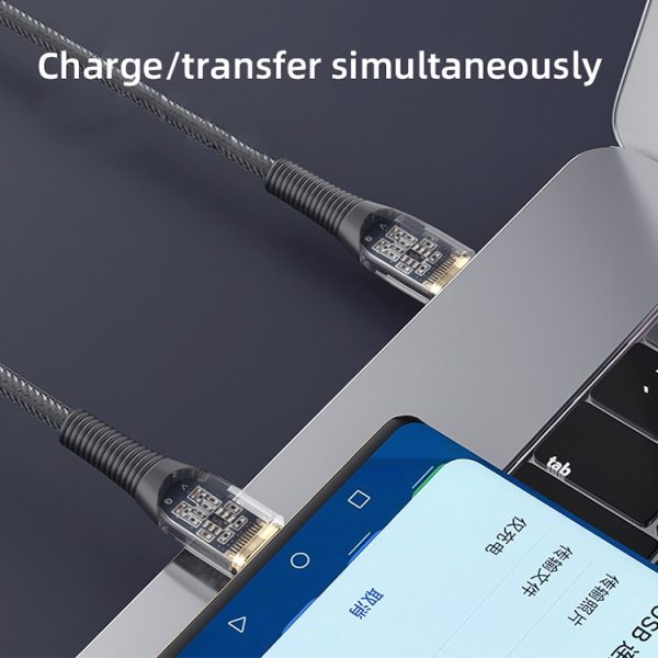 Mutural Li-CC009 1,2 m 100 W transparante USB-C / Type-C naar Type-C oplaadgegevenskabel