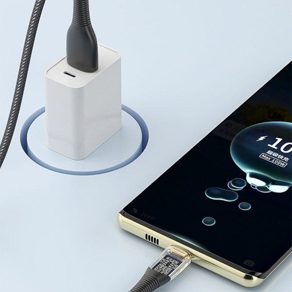Mutural Li-CC009 1,2 m 100 W transparante USB-C / Type-C naar Type-C oplaadgegevenskabel