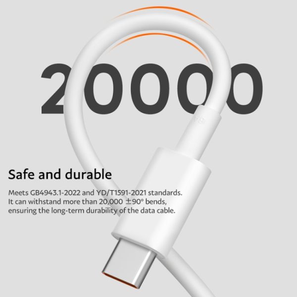 Originele Xiaomi 6A USB-C / Type-C naar USB-C / Type-C snellaaddatakabel, lengte: 1m
