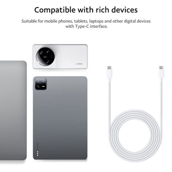 Originele Xiaomi 6A USB-C / Type-C naar USB-C / Type-C snellaaddatakabel, lengte: 1m