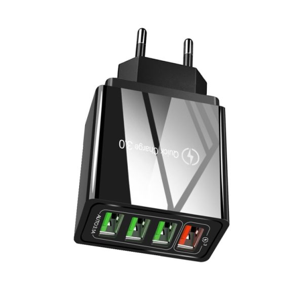 30W QC 3.0 USB + 3 USB 2.0-poorten Mobiele telefoon Tablet PC Universele snellader Reislader, EU-stekker, EU Plug