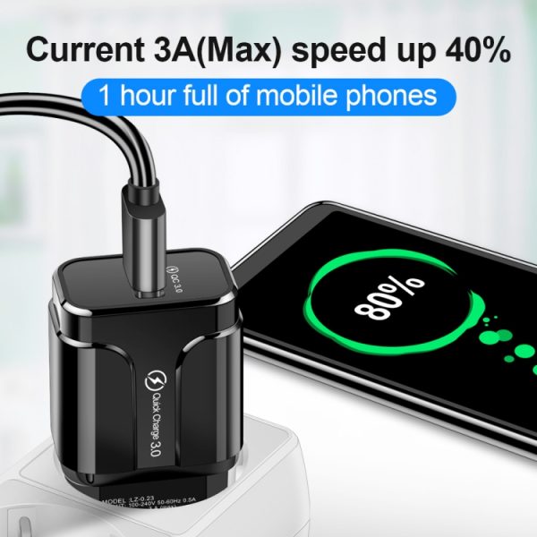 Draagbare QC3.0 18W USB-poort Universele snellader, EU-stekker, EU Plug
