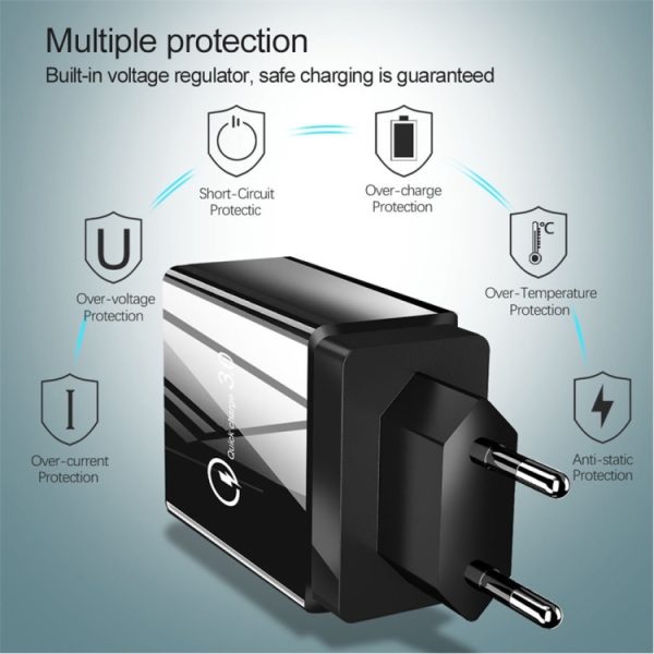 2 in 1 1m USB naar Micro USB datakabel + 30W QC 3.0 4 USB-interfaces Mobiele telefoon Tablet PC Universele snellader Reisopladerset, EU-stekker, Micro USB Set EU Plug