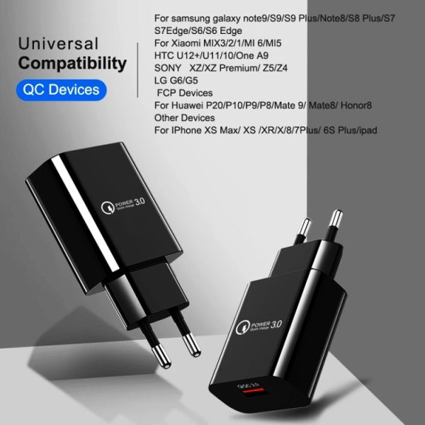 Mini QC3.0 USB 18W mobiele telefoon tablet universele snellader, EU-stekker, EU Plug