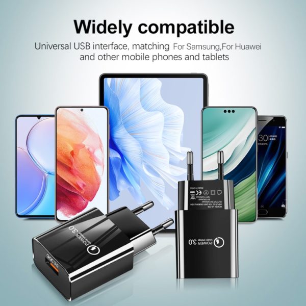 Mini QC3.0 USB 18W mobiele telefoon tablet universele snellader, EU-stekker, EU Plug