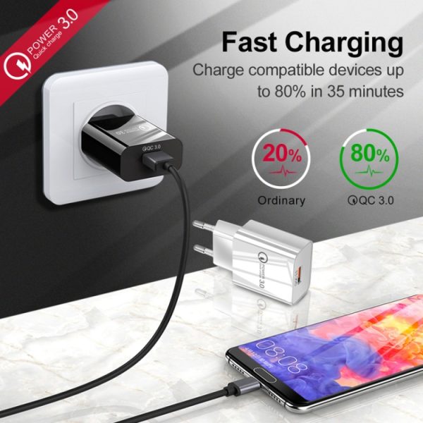 Mini QC3.0 USB 18W mobiele telefoon tablet universele snellader, EU-stekker, EU Plug