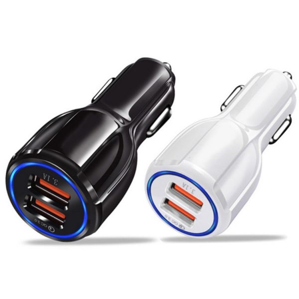 Qc3.0 Dual USB 6A Snellader voor voertuigen / Tablet voor mobiele telefoon Snel opladen, LZ-681 (Black), LZ-681 (White)