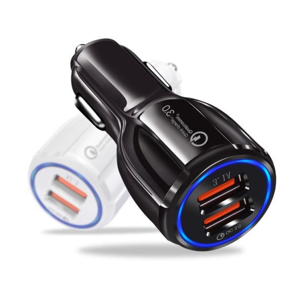 Qc3.0 Dual USB 6A Snellader voor voertuigen / Tablet voor mobiele telefoon Snel opladen, LZ-681 (Black), LZ-681 (White)