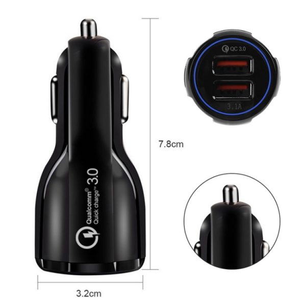 Qc3.0 Dual USB 6A Snellader voor voertuigen / Tablet voor mobiele telefoon Snel opladen, LZ-681 (Black), LZ-681 (White)