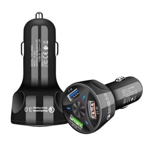 QC3.0 3 USB 35W krachtige voertuiglader / mobiele telefoon tablet universele voertuiglader