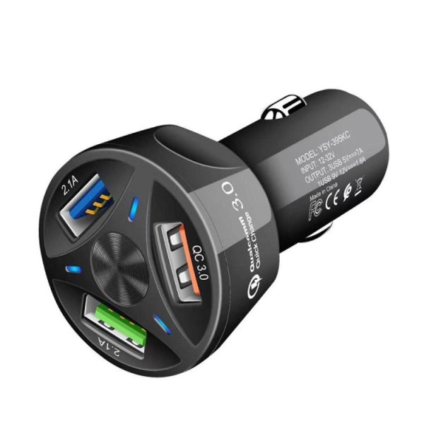 QC3.0 3 USB 35W krachtige voertuiglader / mobiele telefoon tablet universele voertuiglader