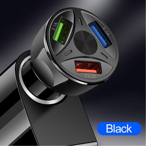 QC3.0 3 USB 35W krachtige voertuiglader / mobiele telefoon tablet universele voertuiglader