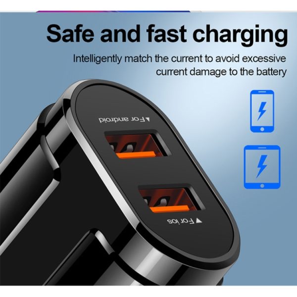 Draagbare Dual USB Mobiele Telefoon Tablet Universele Oplaadkop Reislader, EU Plug, EU Plug