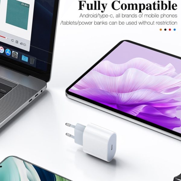 PD 20W enkele USB-C / Type-C-interface reisoplader, EU-stekker