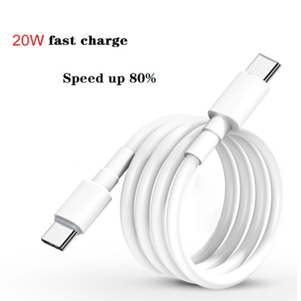 2-in-1 PD 20W enkele USB-C / Type-C-poort Reislader + 3A PD3.0 USB-C / Type-C naar USB-C / Type-C snellaaddatakabelset, kabellengte: 2m, EU-stekker