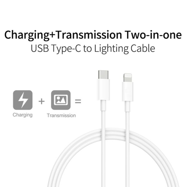 2-in-1 PD 20W enkele USB-C / Type-C-poort Reislader + 3A PD3.0 USB-C / Type-C naar 8-pins snellaaddatakabelset, kabellengte: 1m, EU-stekker