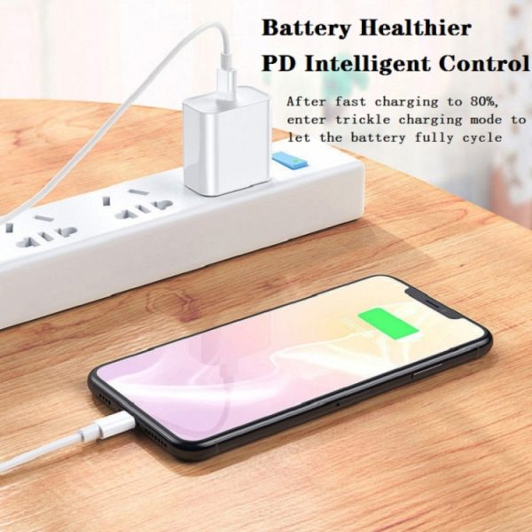 2-in-1 PD 20W enkele USB-C / Type-C-poort Reislader + 3A PD3.0 USB-C / Type-C naar 8-pins snellaaddatakabelset, kabellengte: 1m, EU-stekker