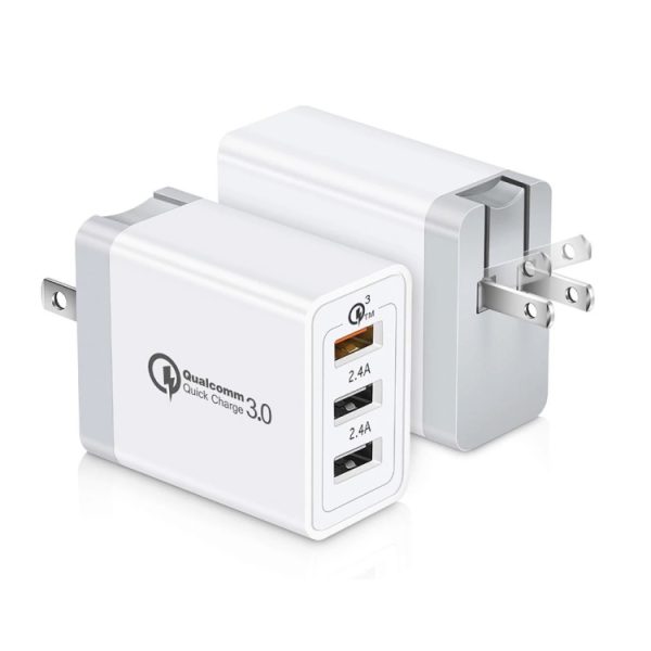 SDC-30W 2-in-1 USB-naar-micro-USB-datakabel + 30W QC 3.0 USB + 2.4A Dual USB 2.0-poorten Mobiele telefoon Tablet PC Universele snellader Reisladerset, Amerikaanse stekker