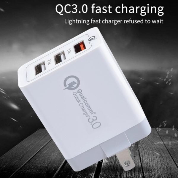 SDC-30W 2-in-1 USB-naar-micro-USB-datakabel + 30W QC 3.0 USB + 2.4A Dual USB 2.0-poorten Mobiele telefoon Tablet PC Universele snellader Reisladerset, Amerikaanse stekker