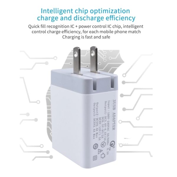 SDC-30W 2-in-1 USB-naar-micro-USB-datakabel + 30W QC 3.0 USB + 2.4A Dual USB 2.0-poorten Mobiele telefoon Tablet PC Universele snellader Reisladerset, Amerikaanse stekker
