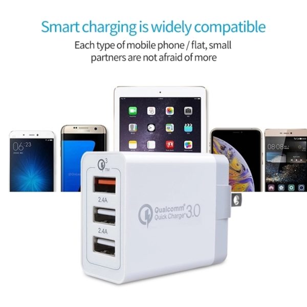 SDC-30W 2-in-1 USB-naar-micro-USB-datakabel + 30W QC 3.0 USB + 2.4A Dual USB 2.0-poorten Mobiele telefoon Tablet PC Universele snellader Reisladerset, Amerikaanse stekker